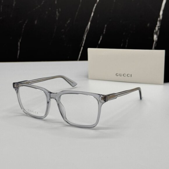 NEW GG1120O 005 GUCCI TRANSPARENT LIGHT BLUE MEN GUCCI EYEGLASSES - Picture 1 of 11